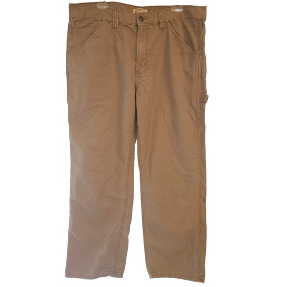 Blue Mountain Carpenter Pants Tan Size 38x32 Men's  100% Cotton Casual Workwear - Picture 1 of 7